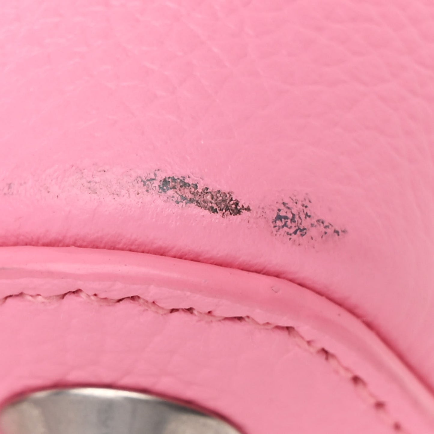 Signature Grained Calfskin Logo XXS Ville Top Handle Bag Rose Bubblegum Black