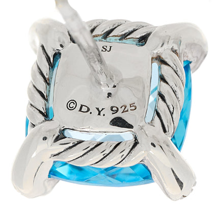 David Yurman Sterling Silver Diamond Blue Topaz 9mm Chatelaine Earrings 4 of 4