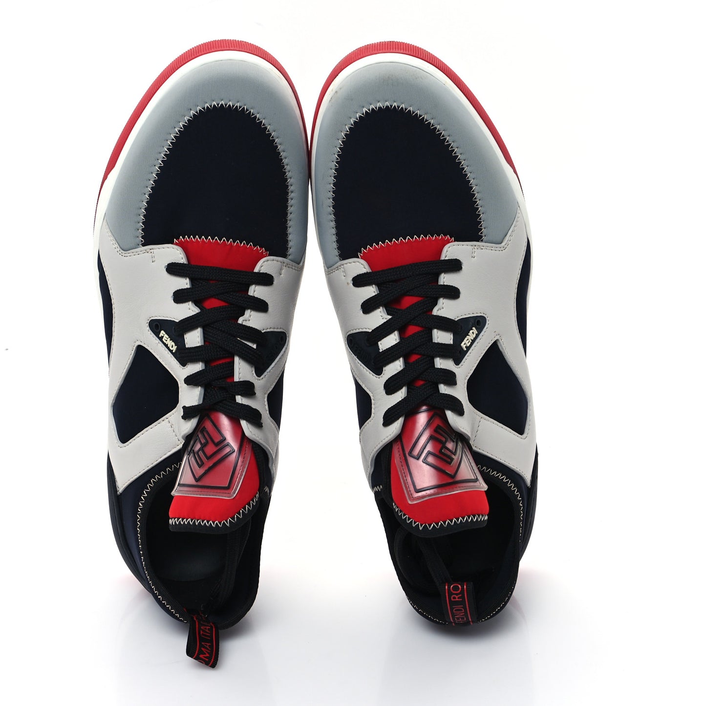 Vitello Nylon Mens Low Top Sneakers 8 Black Red Multicolor