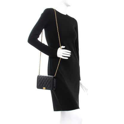 Chanel Caviar Quilted Boy Wallet On Chain WOC Black 2 of 9