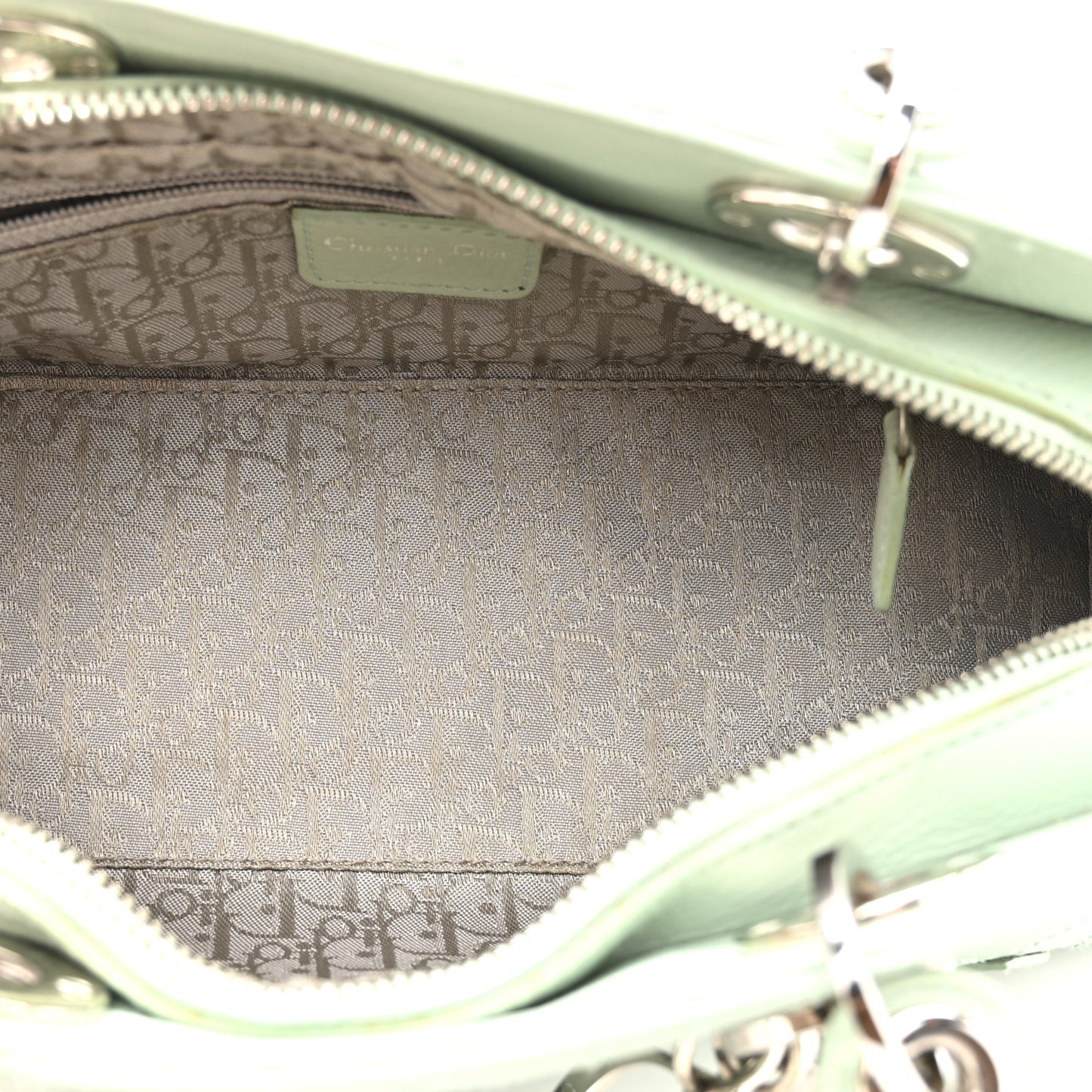 Calfskin Cannage Stitched Small East West Lady Dior Mint Green