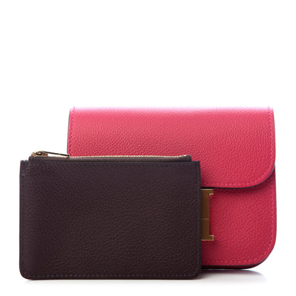 Hermes Evercolor Bi-Color Constance Slim Wallet Framboise Rouge Sellier 3 of 7