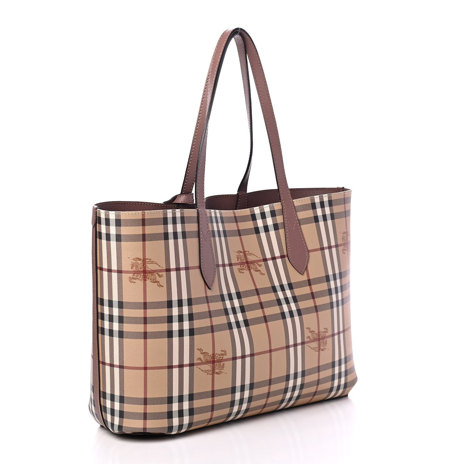 Burberry Grainy Calfskin Haymarket Check Medium Reversible Tote Dusty Pink 2 of 9