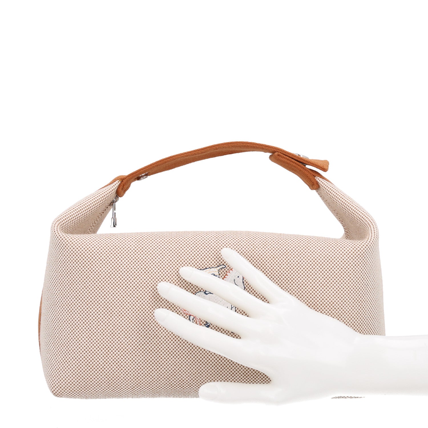 Hermes Canvas Large Bride-A-Brac Cabriole Case Biscuit 2 of 10