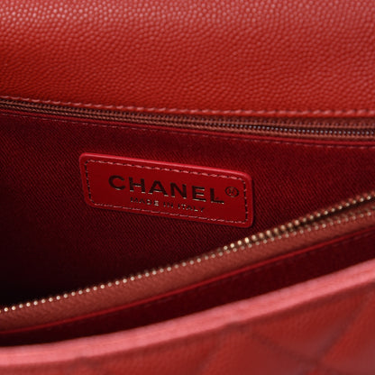 Chanel Caviar Lizard Quilted Small Coco Handle Flap Red 6 of 10