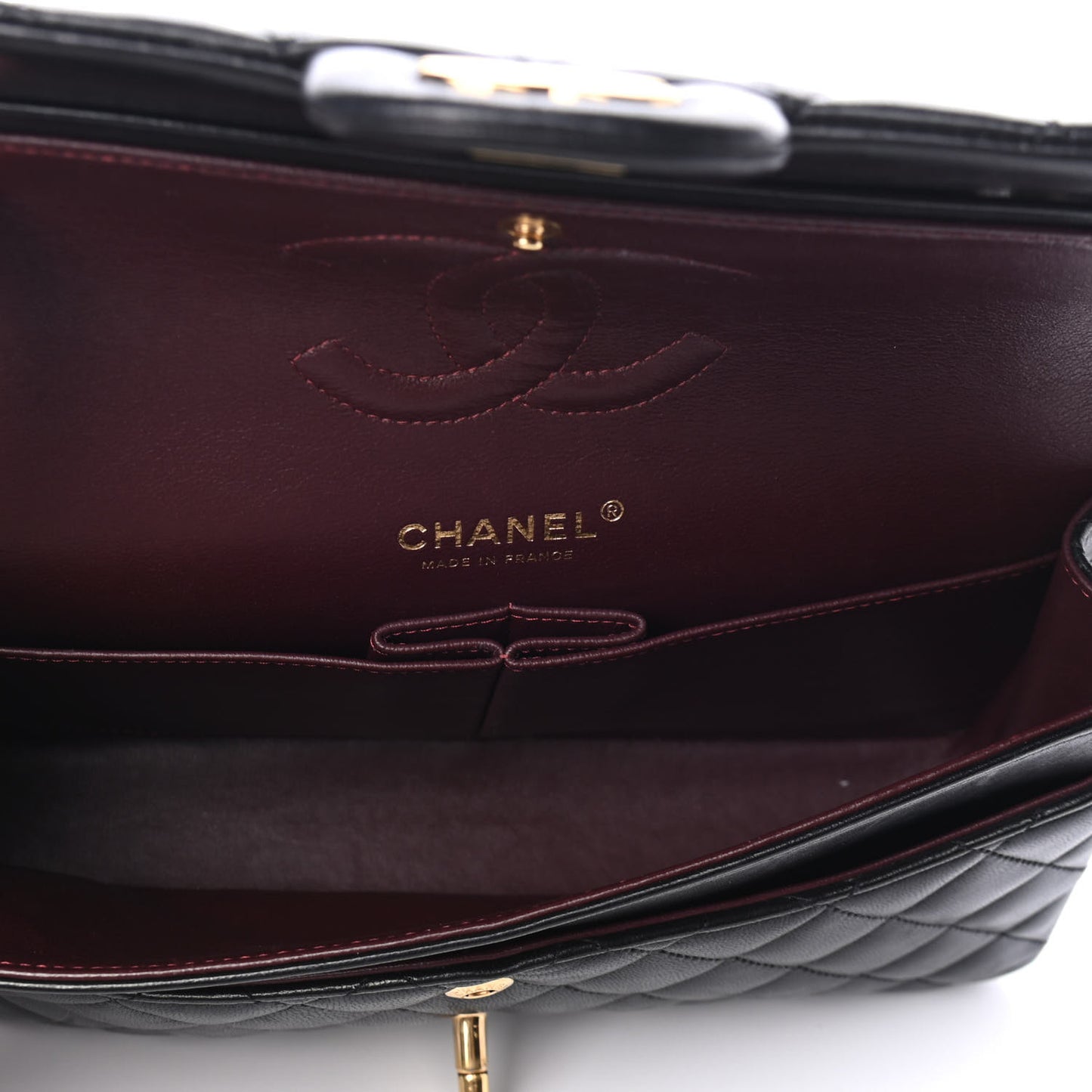 Lambskin Quilted Medium Double Flap Black
