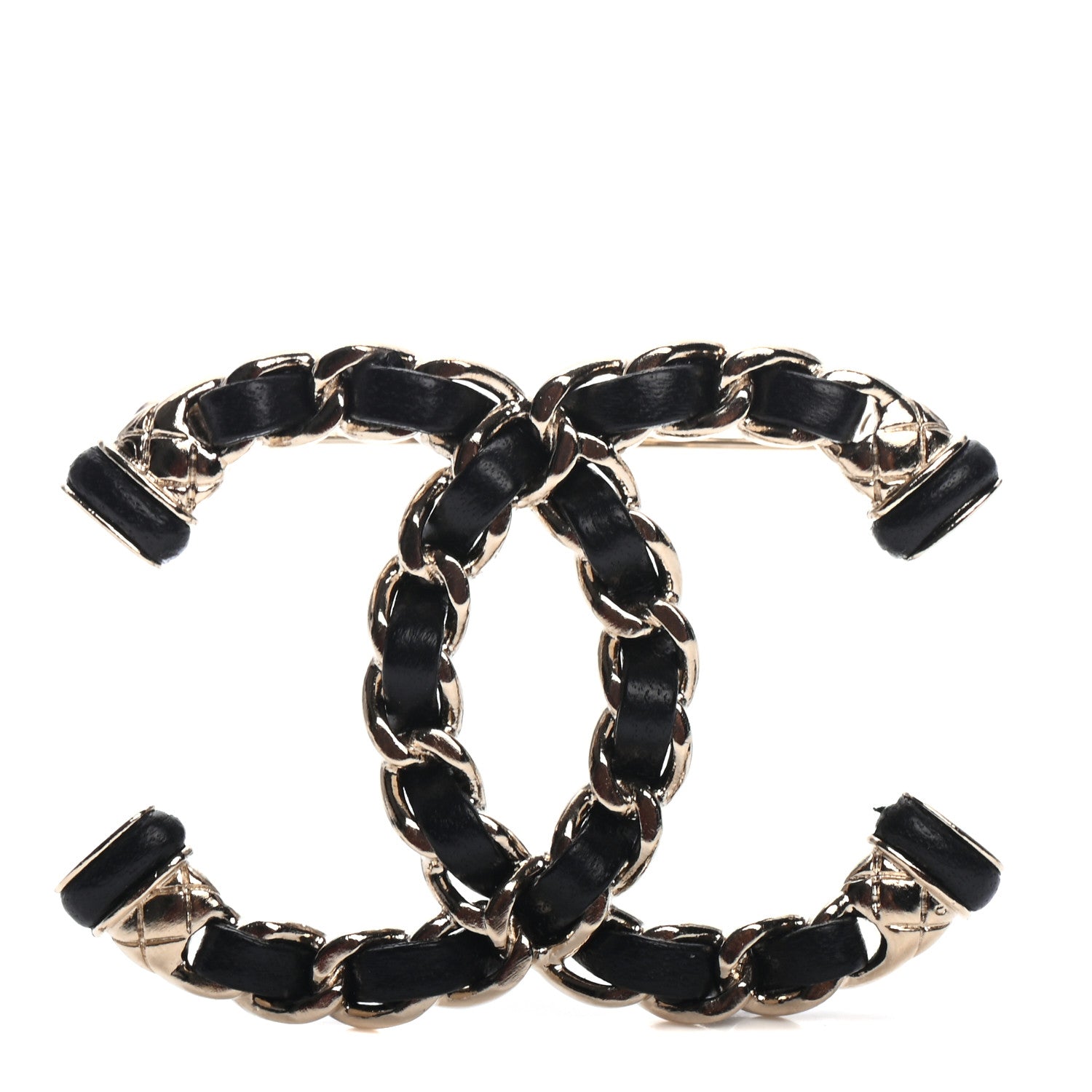 Chanel Lambskin Chain CC Brooch Black Gold 1 of 4