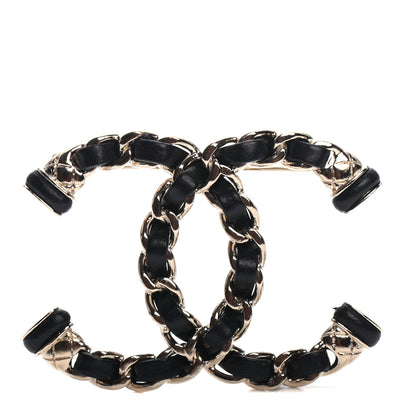 Chanel Lambskin Chain CC Brooch Black Gold 1 of 4