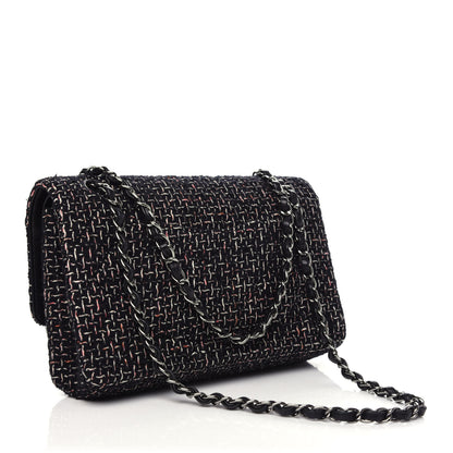 Chanel Tweed Quilted Medium Double Flap Black 3 of 9