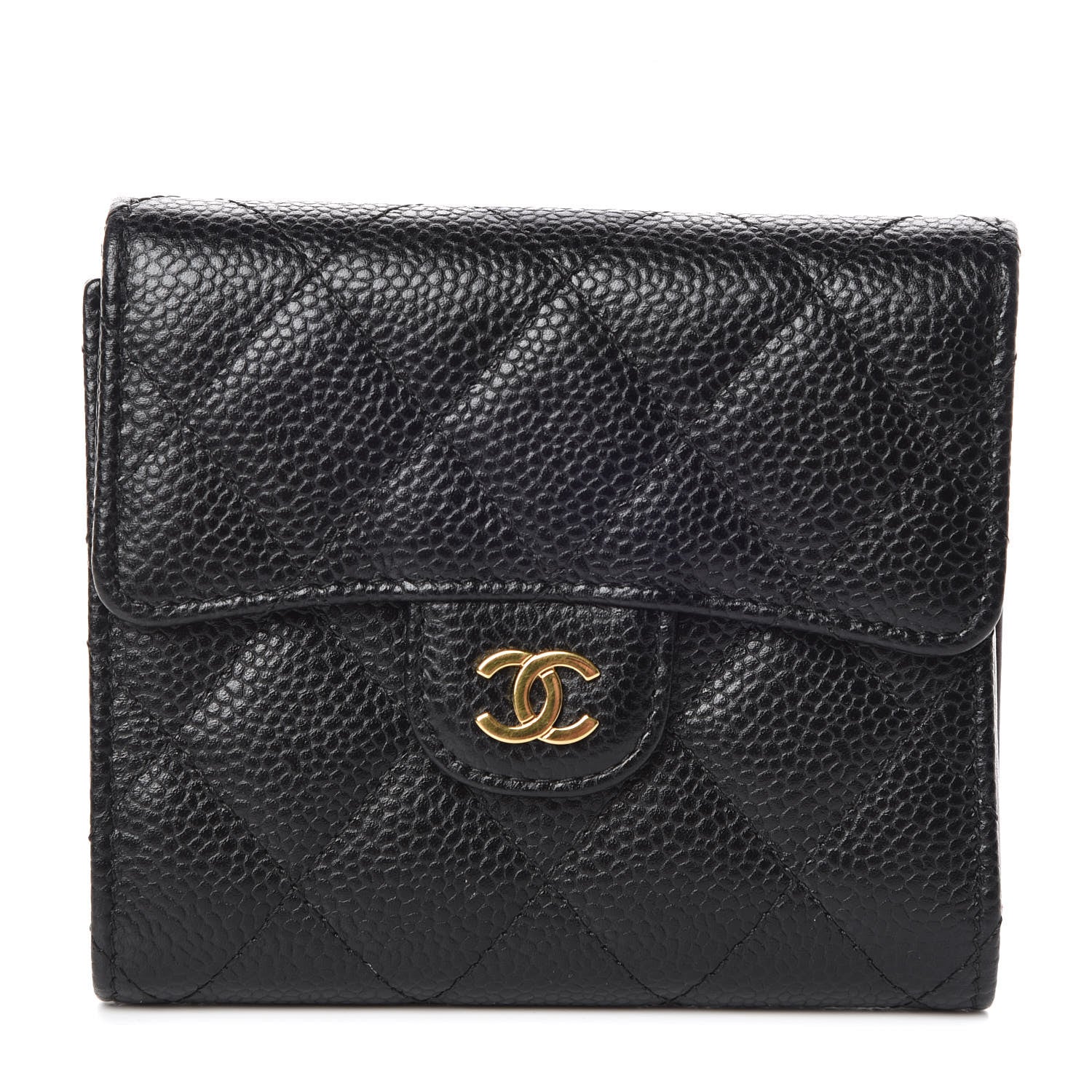 Chanel Caviar Quilted Compact Flap Wallet Black 1 of 9