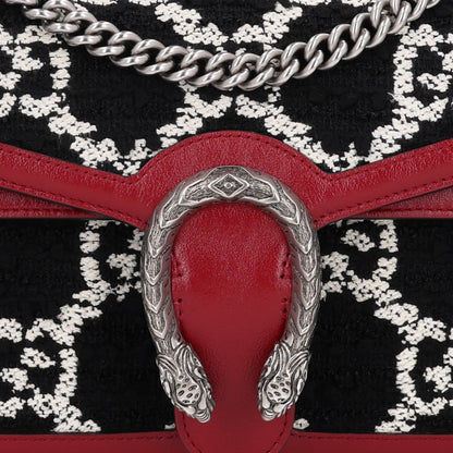 Gucci Tweed GG Monogram Small Dionysus Shoulder Bag Black White Romantic Cherry 8 of 10