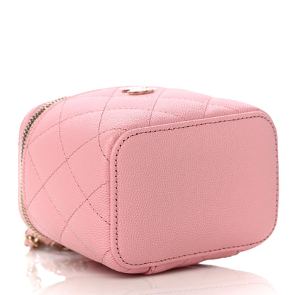 Chanel Caviar Quilted Mini Vanity Case With Chain Pink 3 of 9