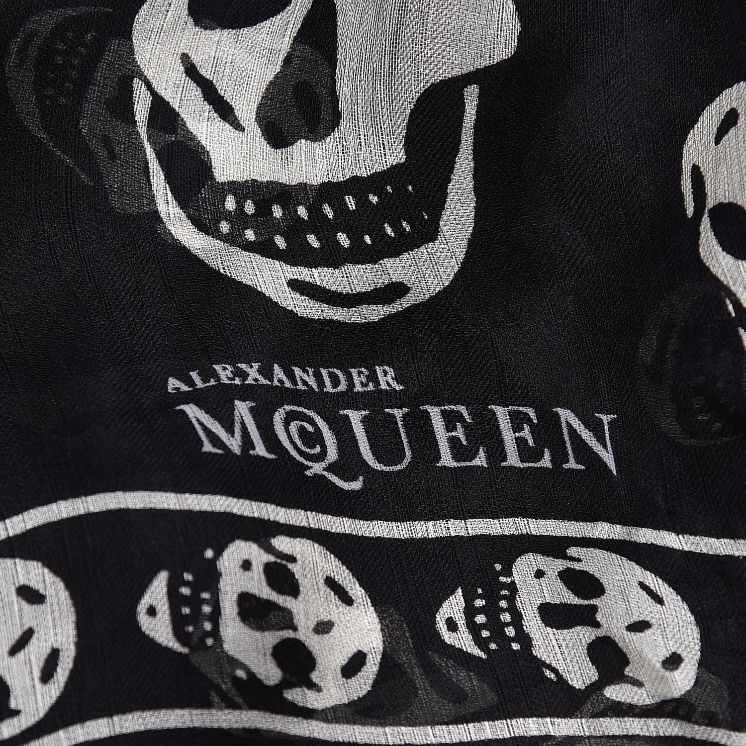 Alexander McQueen Silk Chiffon Skull Scarf Black Ivory 3 of 4