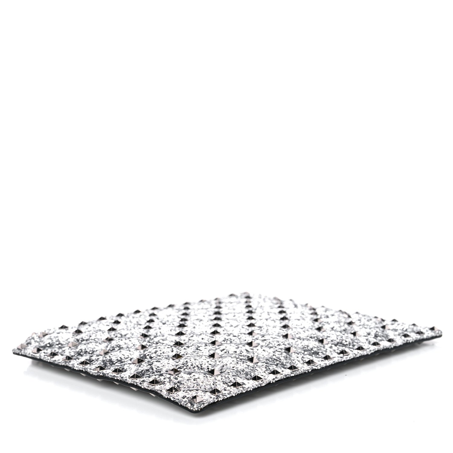 Valentino Garavani Glitter Rockstud Spike Zip Pouch Silver 4 of 6