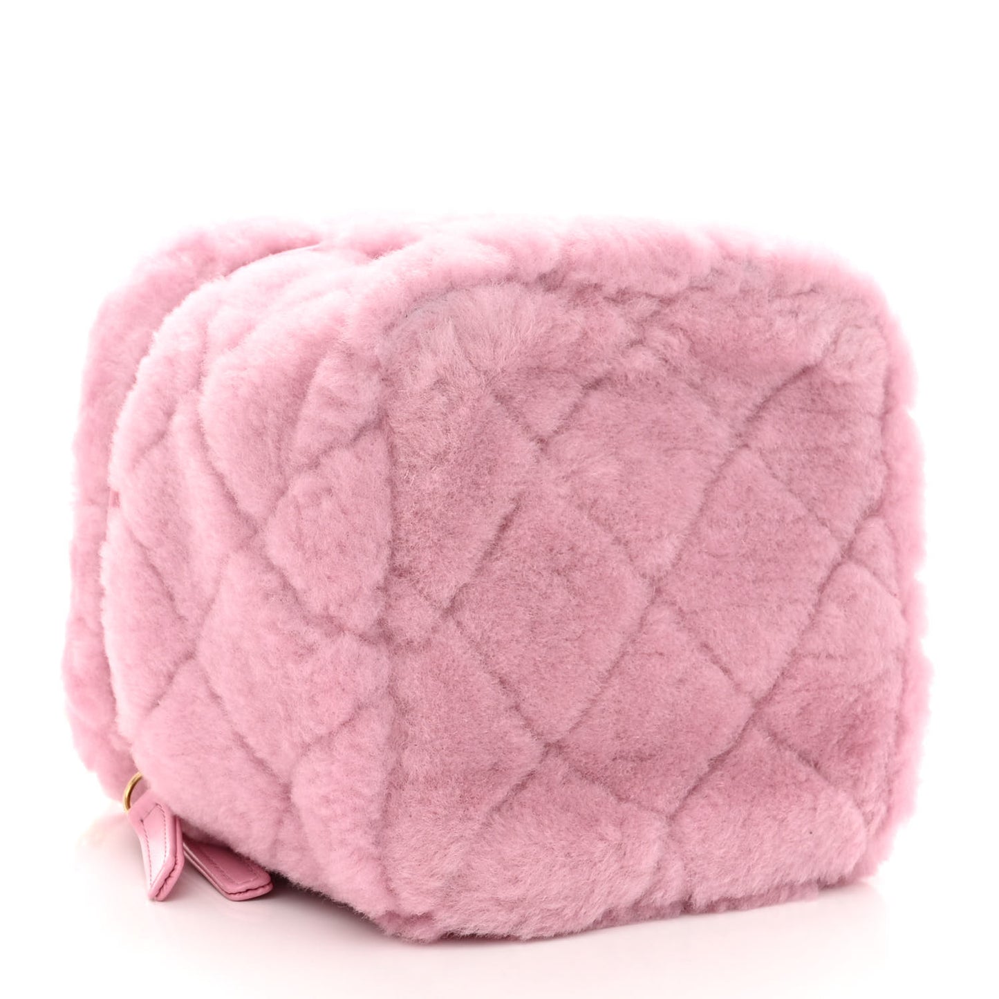 Shearling Lambskin Quilted Small CC Vanity Case Pink