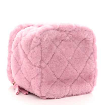 Chanel Shearling Lambskin Quilted Small CC Vanity Case Pink 4 of 10
