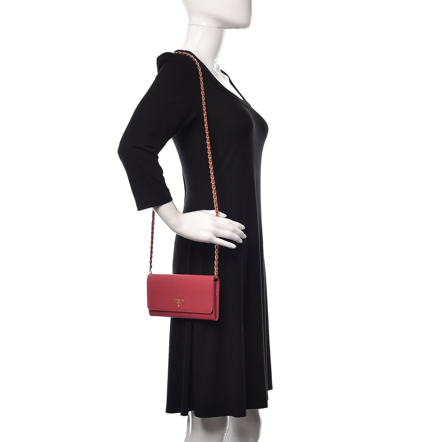 Saffiano Metal Oro Chain Wallet Peonia