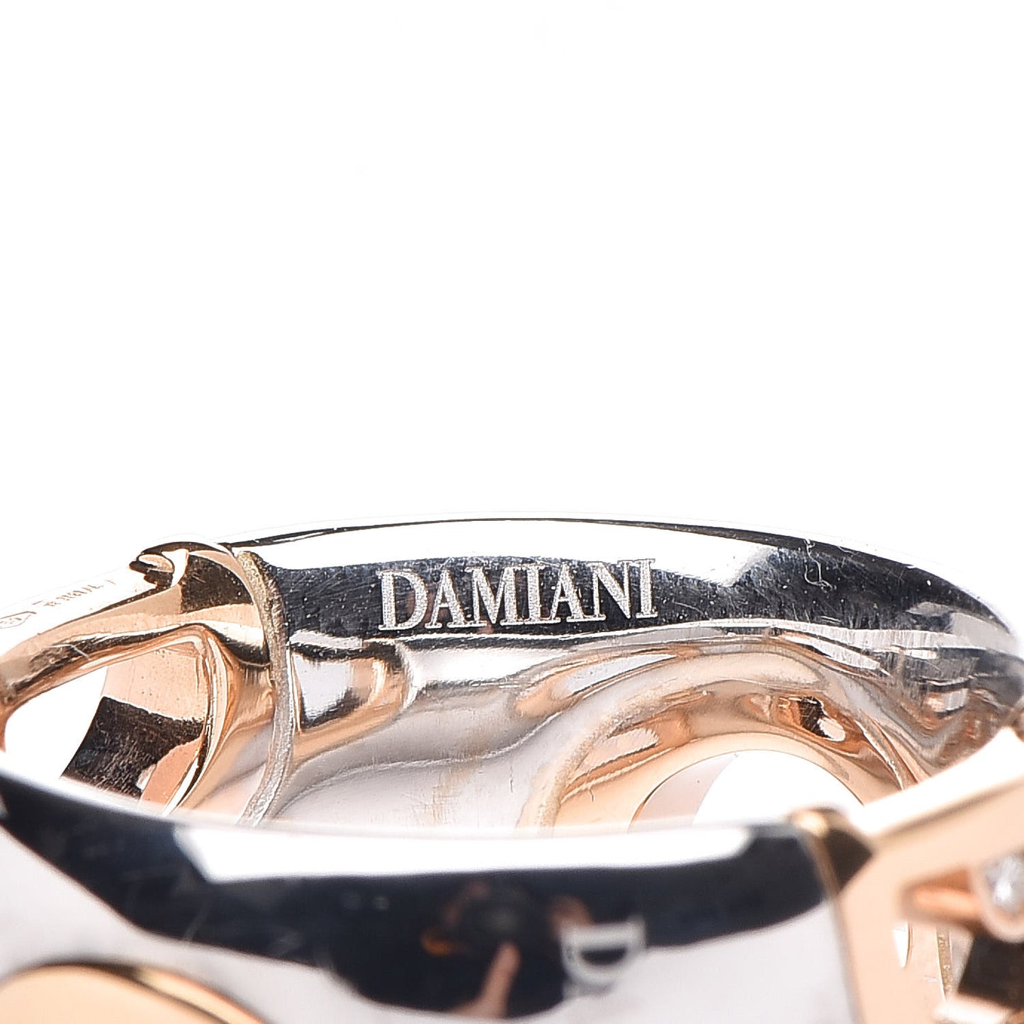 18K White Pink Gold Diamond D Icon Ring 58 8.5