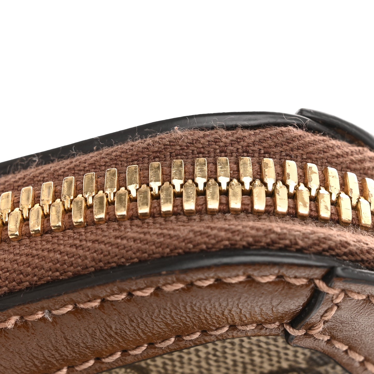 GG Supreme Monogram Azalea Calfskin Mini Horsebit 1955 Top Handle Bag Beige Ebony Brown Sugar