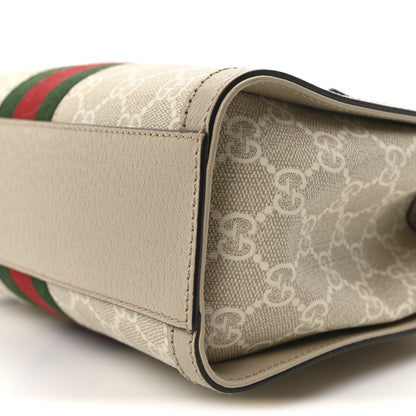 Gucci GG Supreme Monogram Textured Dollar Calfskin Web Small Ophidia Tote Bag Beige Mystic White Oatmeal 10 of 10