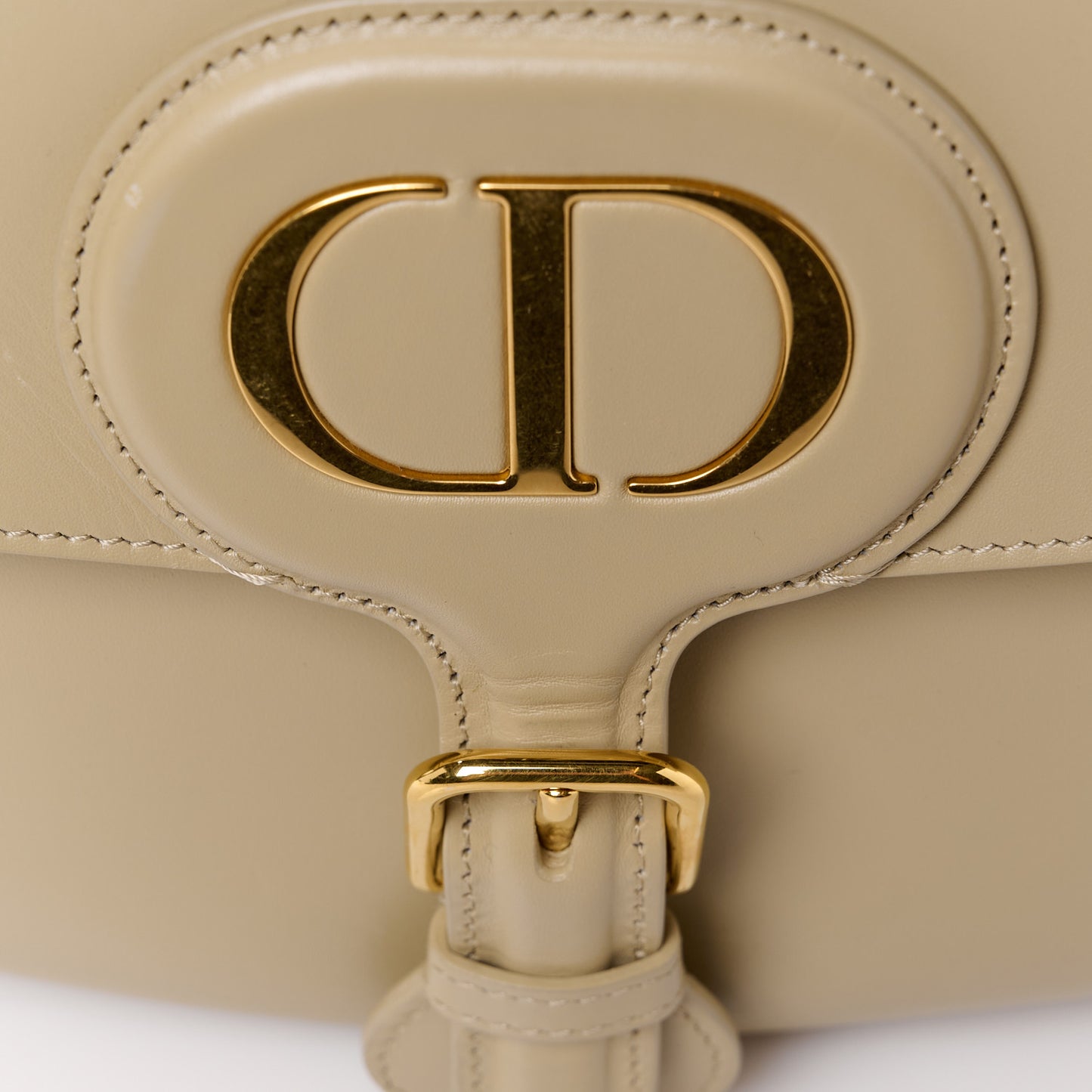CHRISTIAN DIOR Grained Calfskin Large Bobby Flap Beige