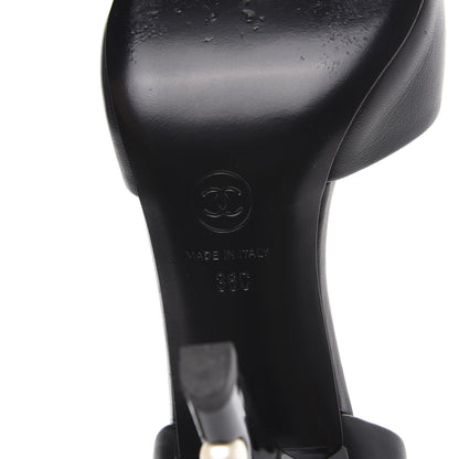 Chanel Lambskin Pearl Peep Toe d'Orsay Pumps 36 Black 8 of 11