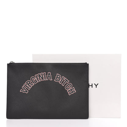Givenchy Coated Canvas Medium Virginia Bitch Print Zip Pouch Black 10 of 10