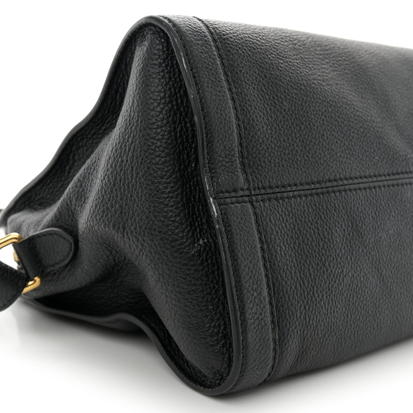 Pebbled Calfskin Small Skull Padlock Zip Around Tote Black