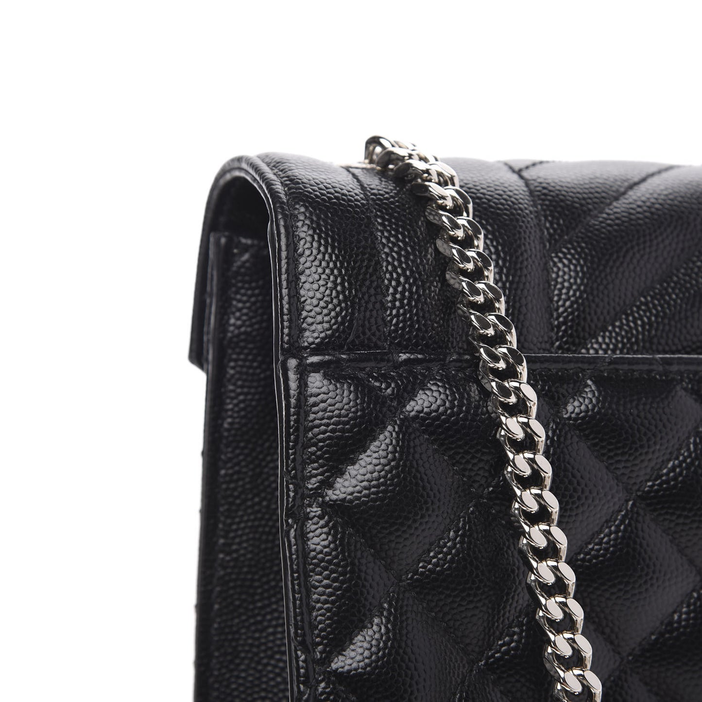 Grain De Poudre Textured Mixed Matelasse Triquilt Small Monogram Satchel Black