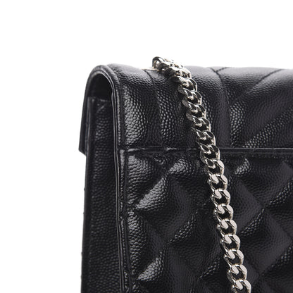 Saint Laurent Grain De Poudre Textured Mixed Matelasse Triquilt Small Monogram Satchel Black 11 of 12