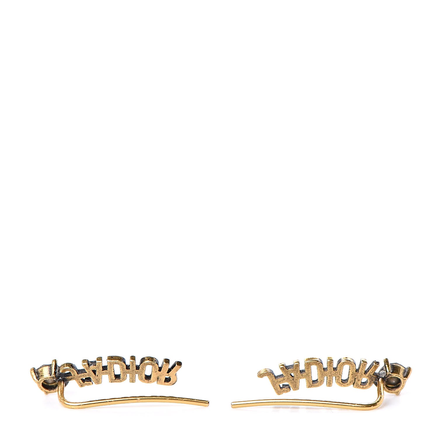 Christian Dior Metal Crystal J'Adior Earrings Aged Gold 3 of 4
