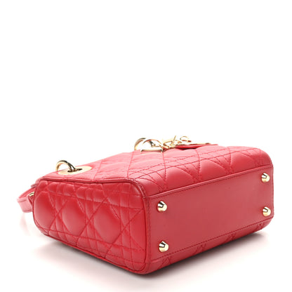 Christian Dior Lambskin Cannage Mini Lady Dior Red 4 of 11