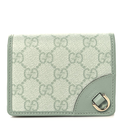 Gucci GG Supreme Monogram Textured Calfskin Emblem Mini Wallet Sage Green 1 of 9