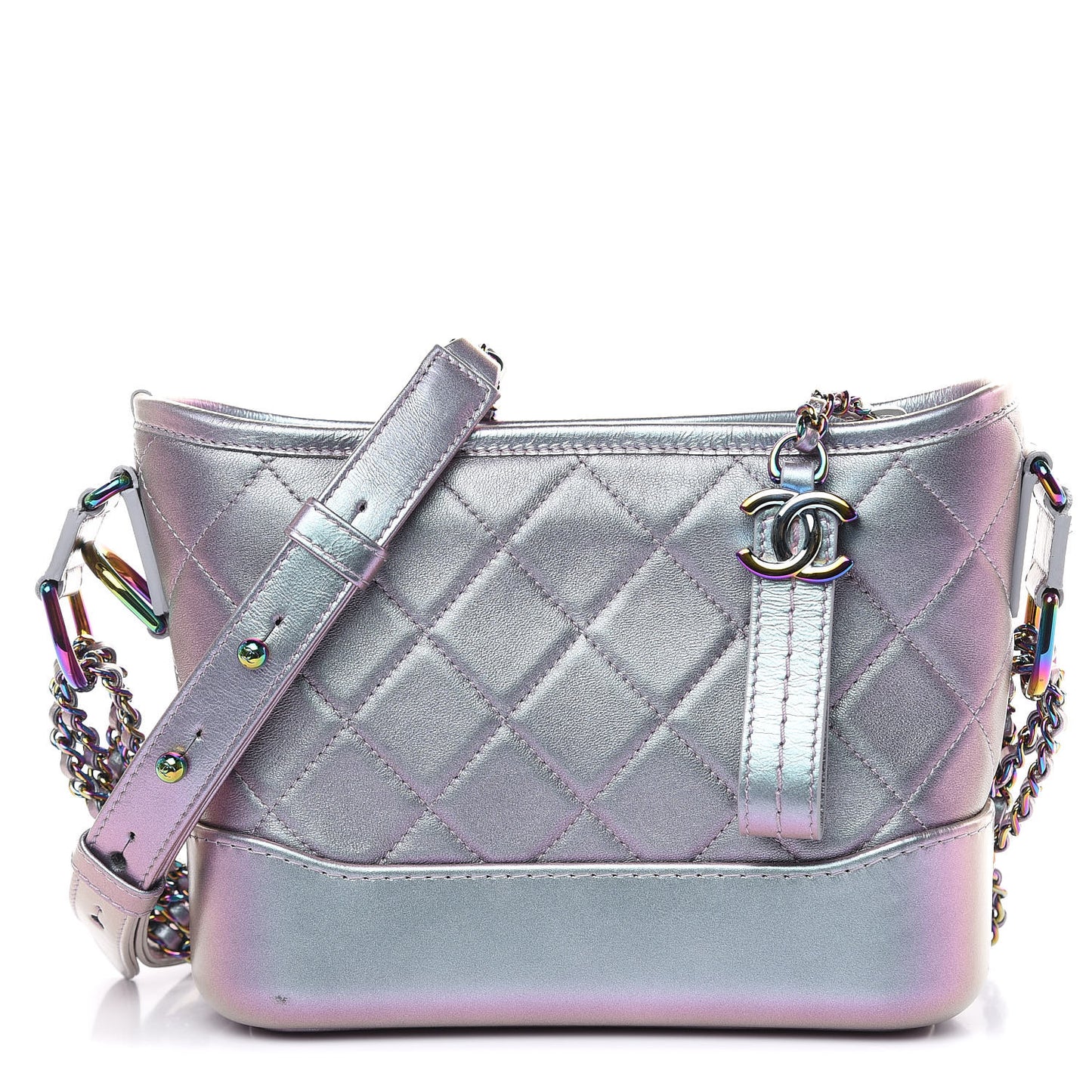 Iridescent Lambskin Calfskin Quilted Small Gabrielle Hobo Light Purple