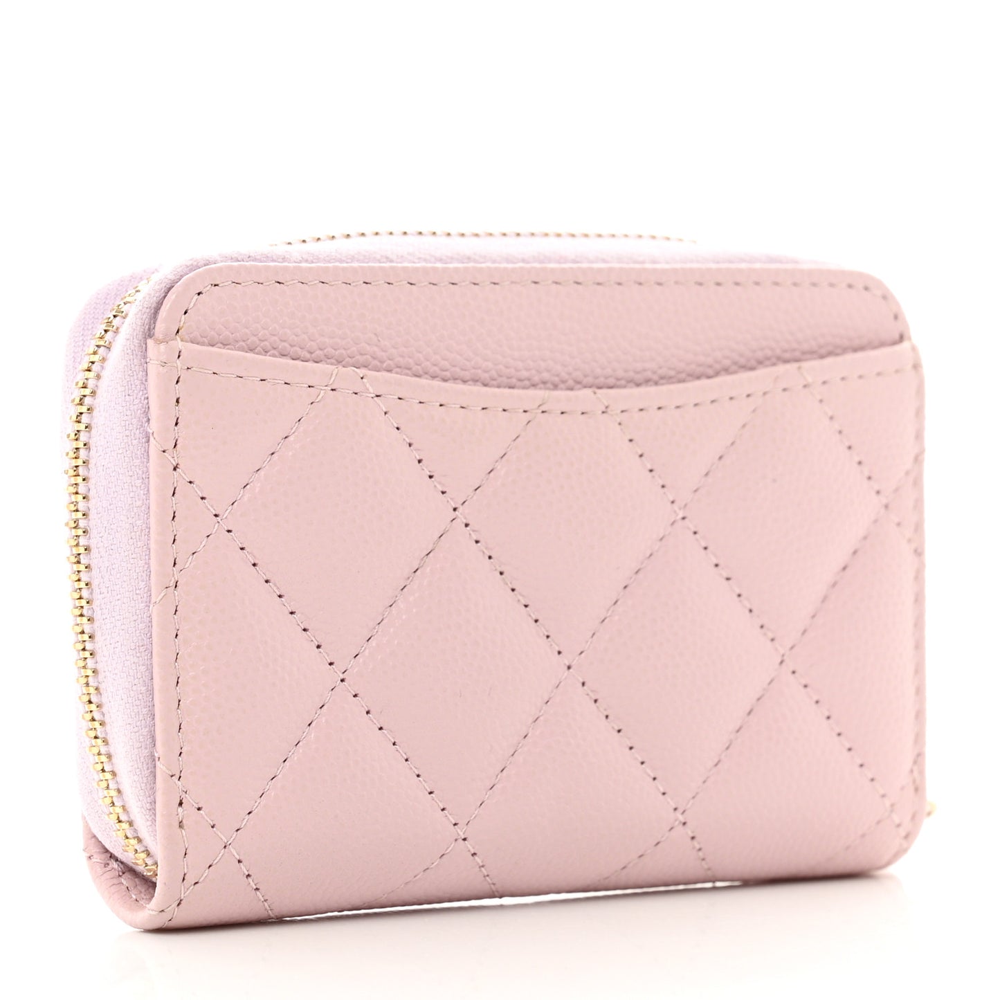 Caviar Quilted Zip Coin Purse Light Pink