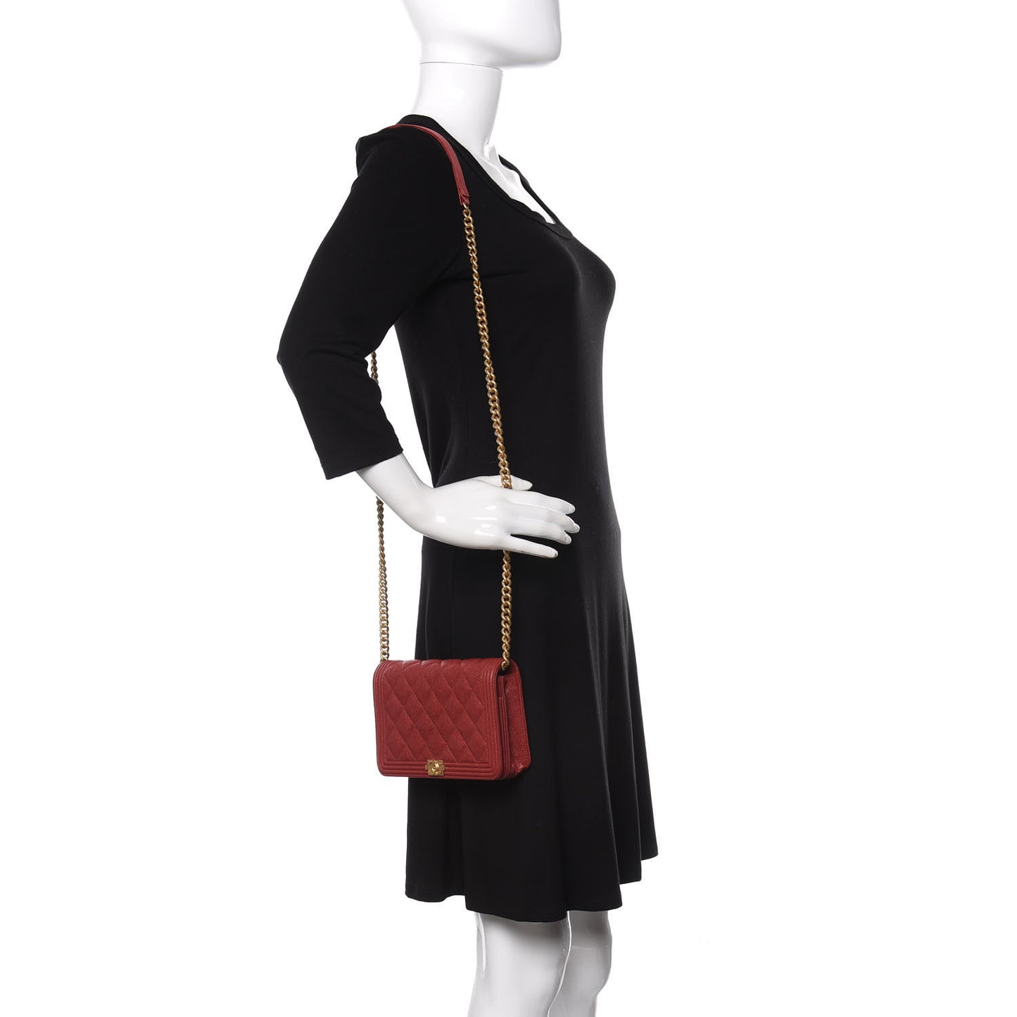 Caviar Quilted Boy Wallet On Chain WOC Red