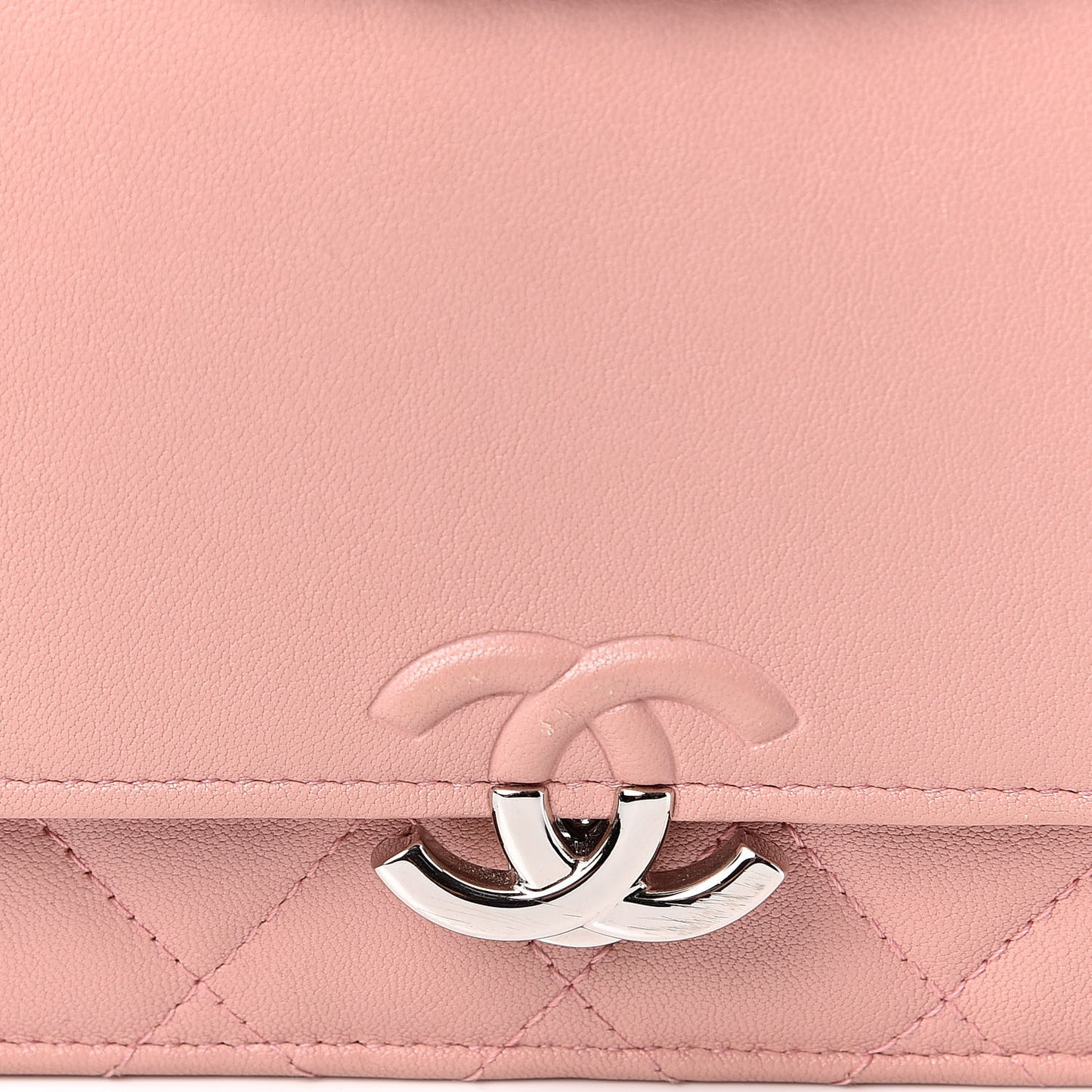 Goatskin Quilted CC Box Wallet on Chain WOC Pink