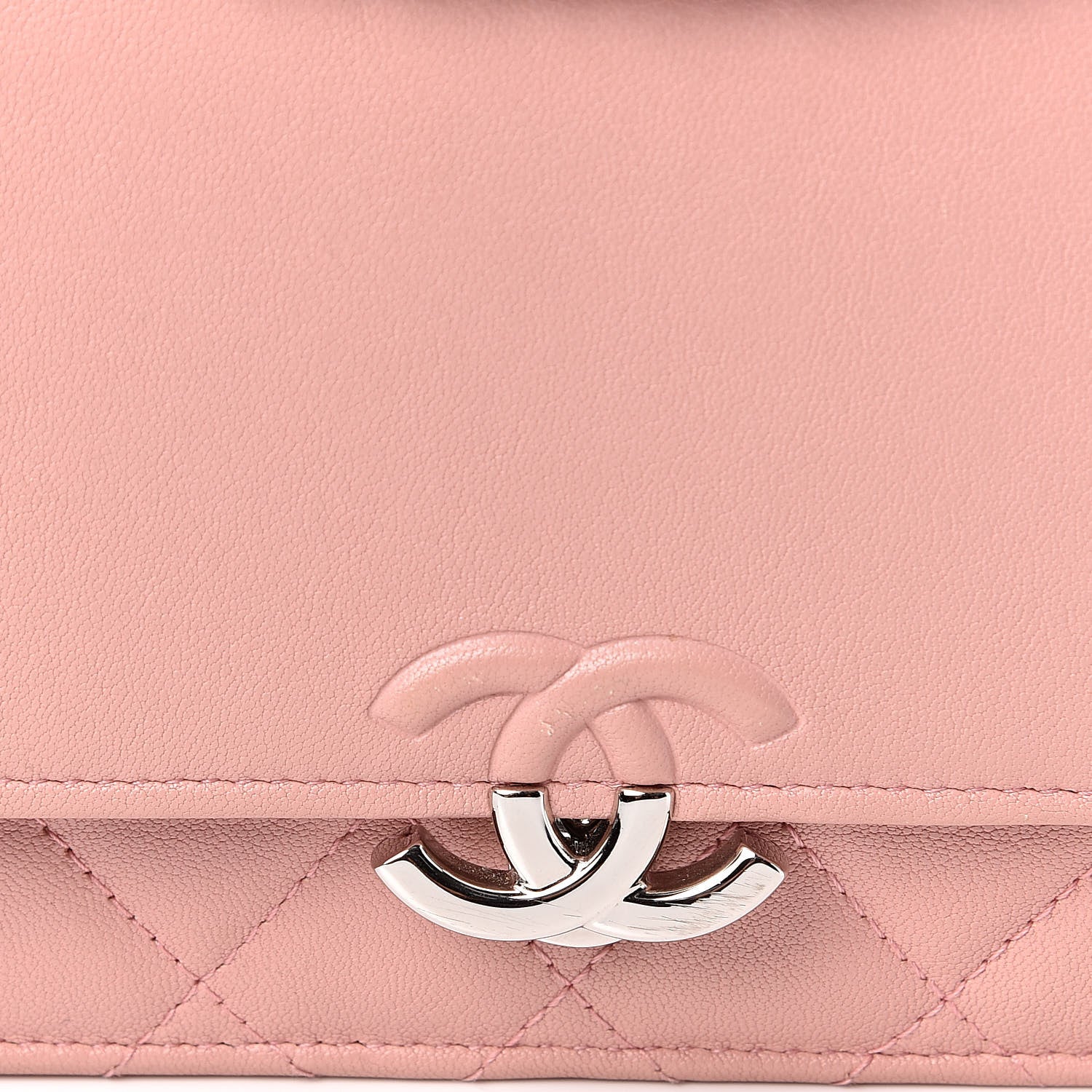Chanel Goatskin Quilted CC Box Wallet on Chain WOC Pink 13 of 14
