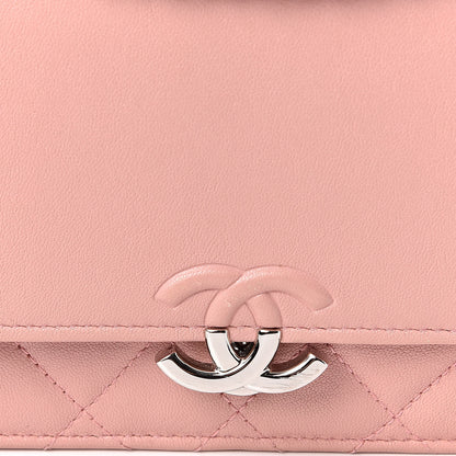 Chanel Goatskin Quilted CC Box Wallet on Chain WOC Pink 13 of 14
