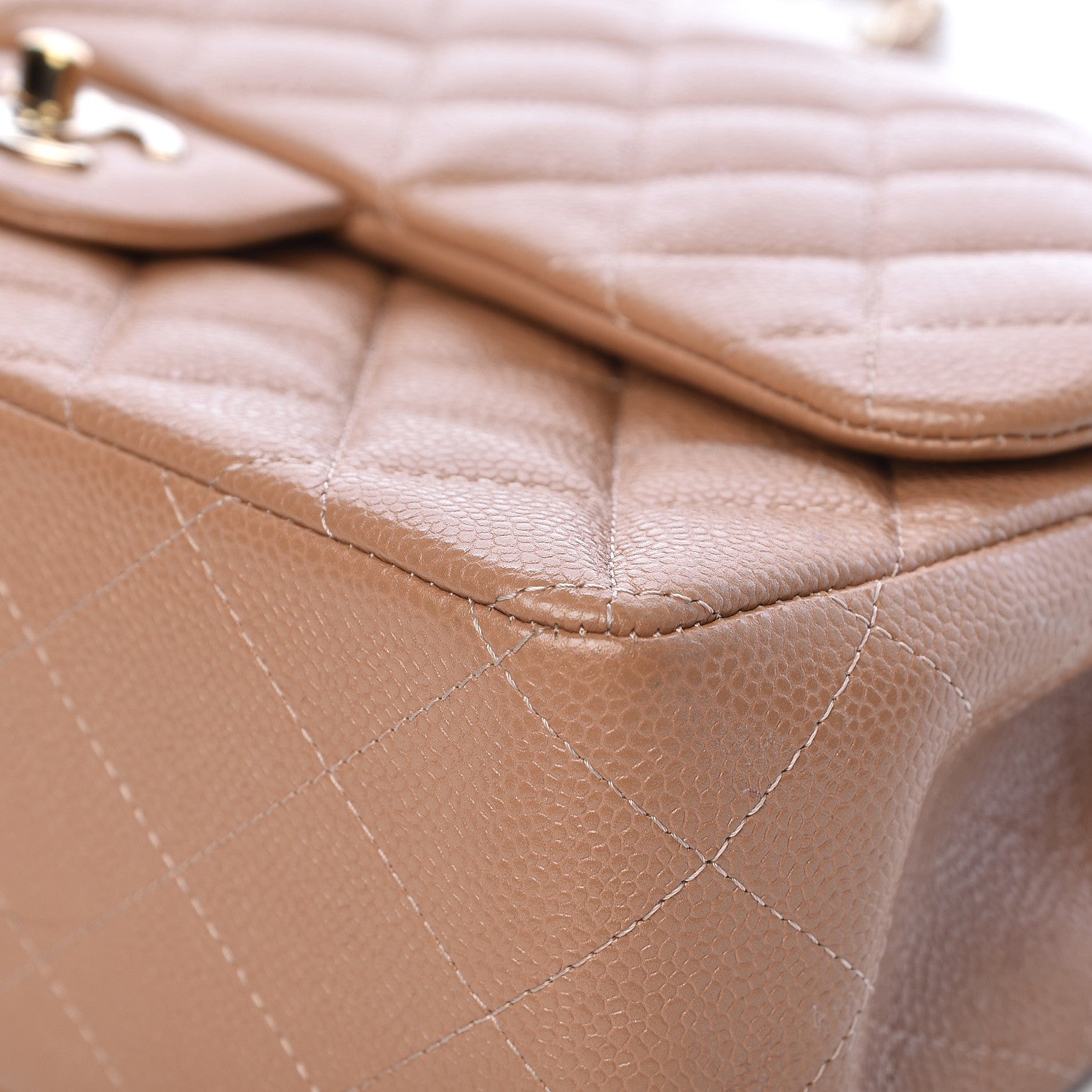 Chanel Caviar Quilted Jumbo Double Flap Beige 15 of 20