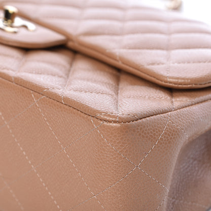 Chanel Caviar Quilted Jumbo Double Flap Beige 15 of 20