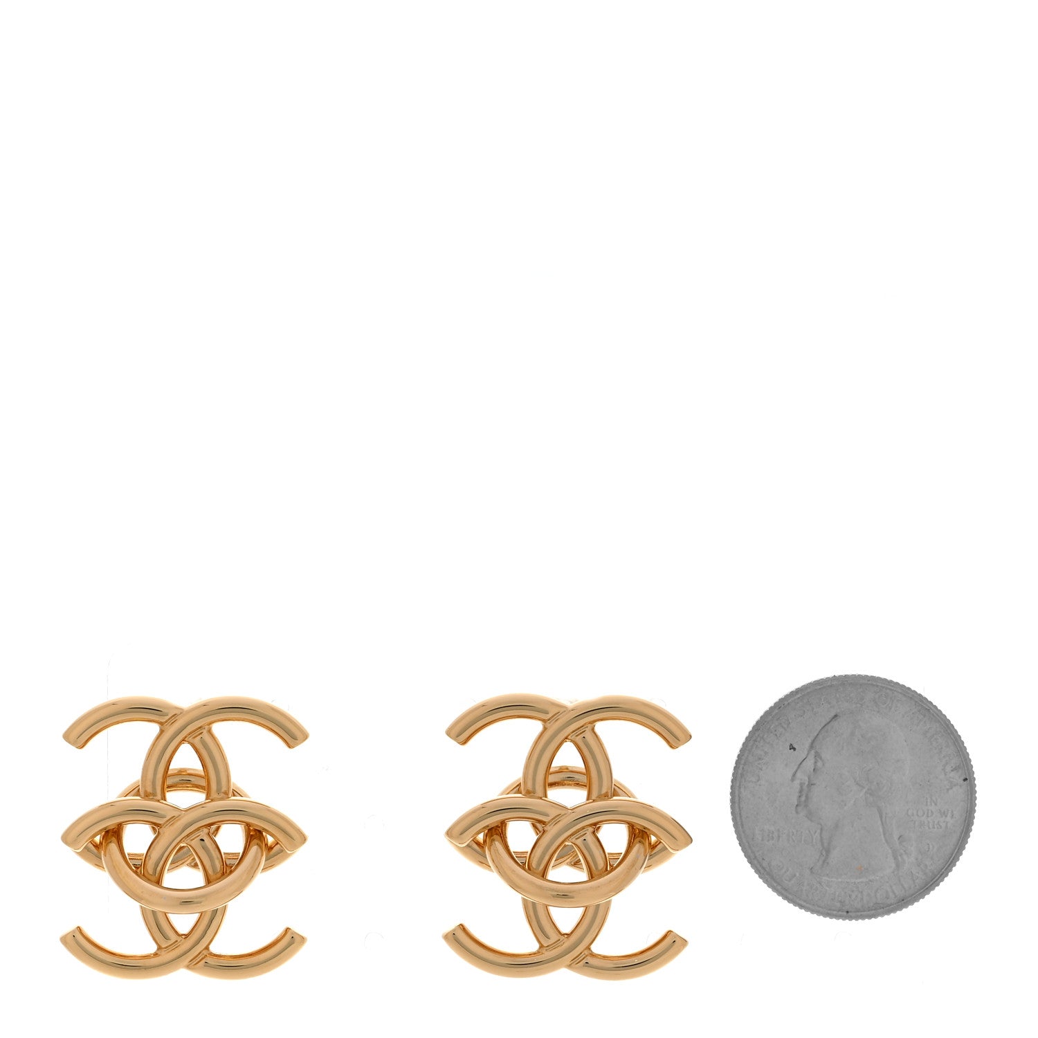 Chanel Metal CC Drop Earrings Gold 2 of 6