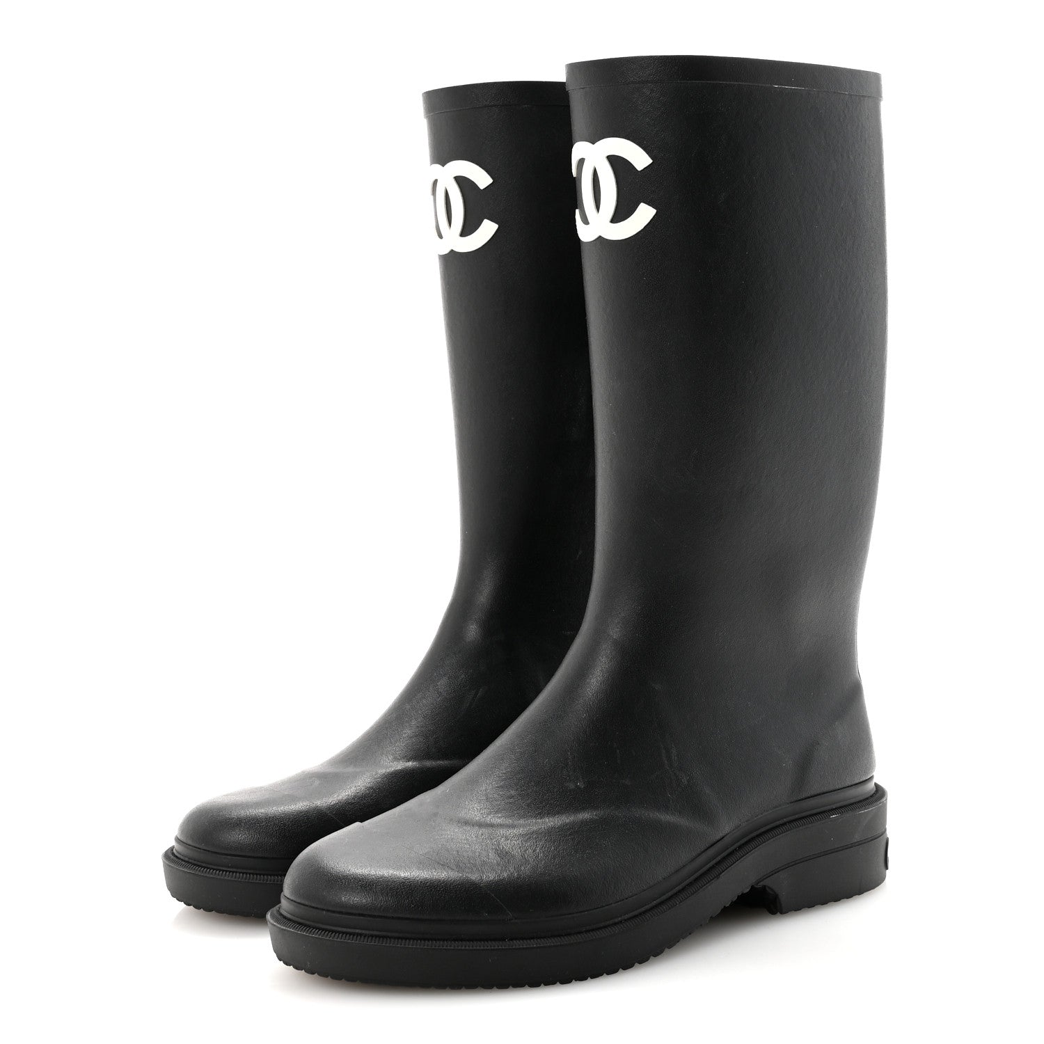 Chanel Caoutchouk CC High Boots 38 Black 4 of 9