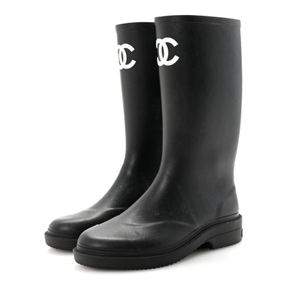 Chanel Caoutchouk CC High Boots 38 Black 4 of 9