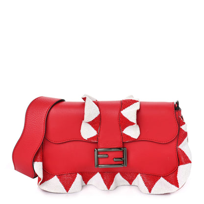 Fendi Vitello Seta Waves Beaded Triangles Baguette Fiamma 1 of 8