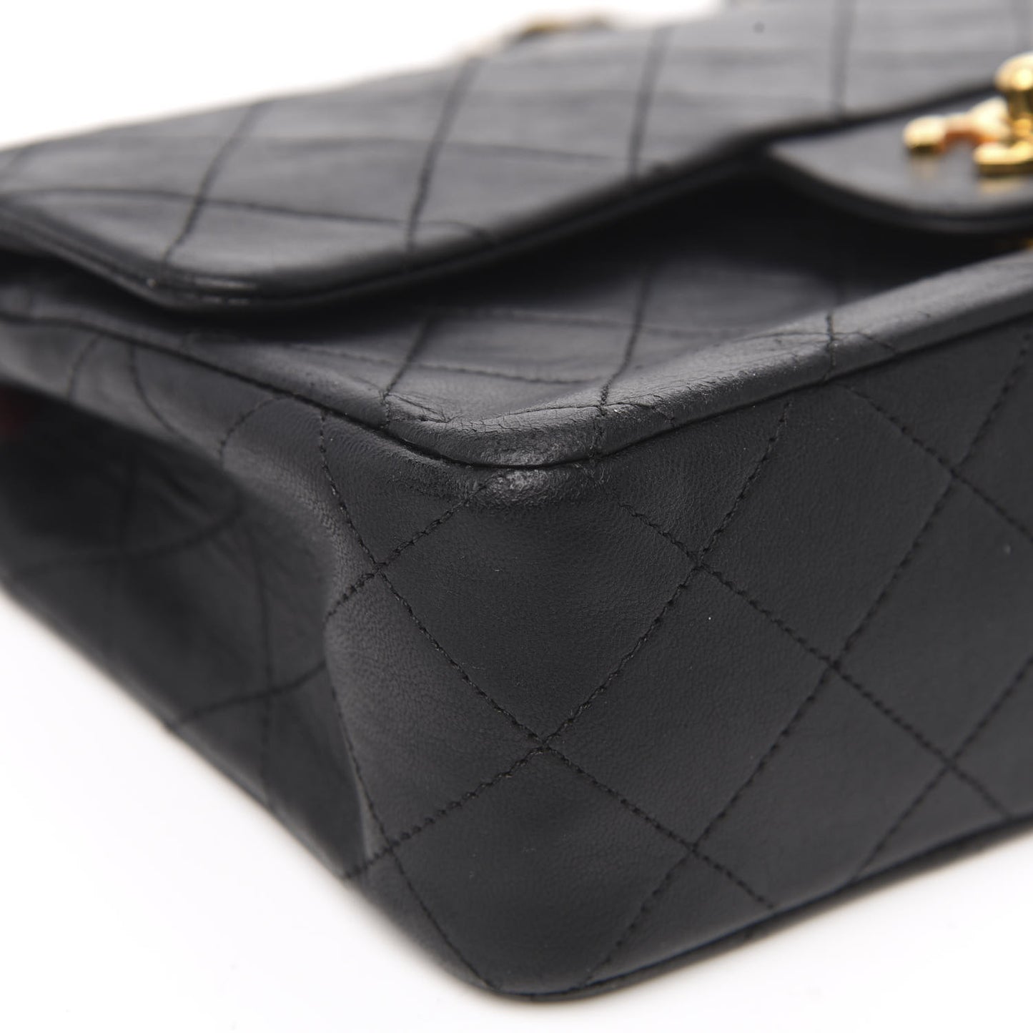 Lambskin Quilted Small Double Flap Black