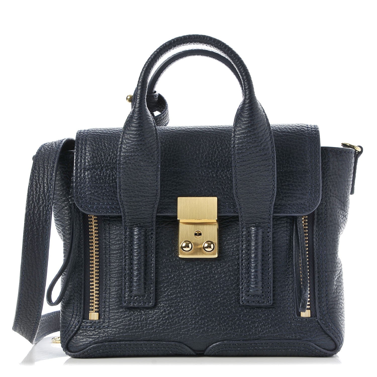 3.1 Phillip Lim 3.1 Textured Calfskin Mini Pashli Satchel Ink 1 of 7