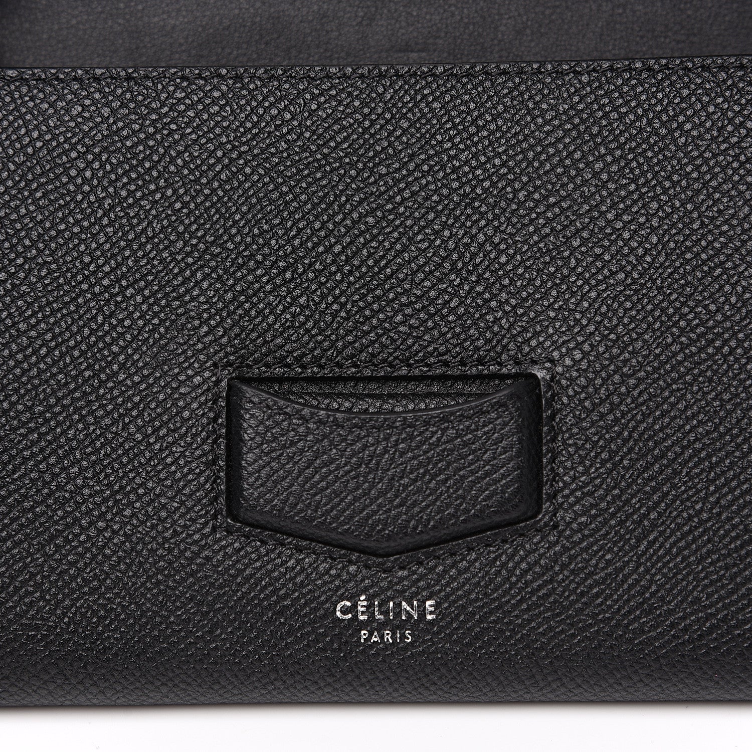 Celine Grained Calfskin Medium Trotteur Multifunction Flap Wallet Black 7 of 7