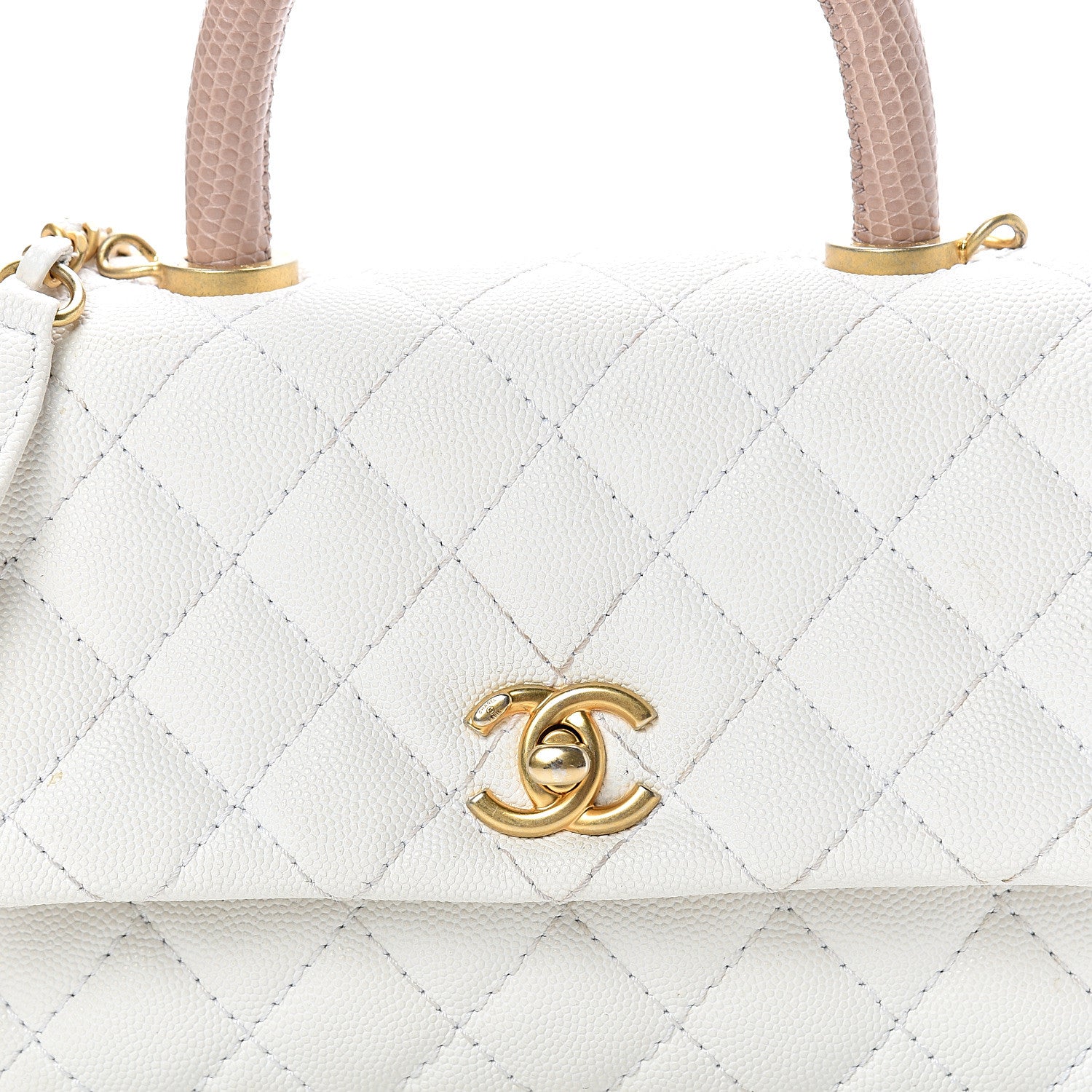 Chanel Caviar Lizard Quilted Mini Coco Handle Flap White 7 of 15