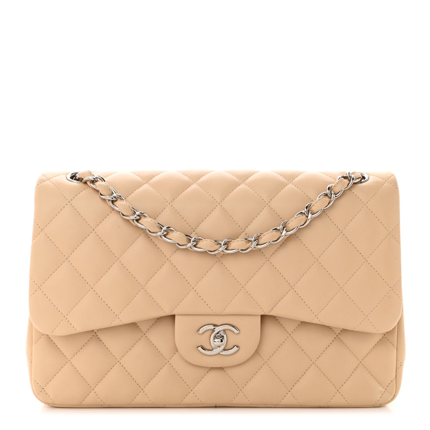 Chanel Lambskin Quilted Jumbo Double Flap Beige 1 of 10